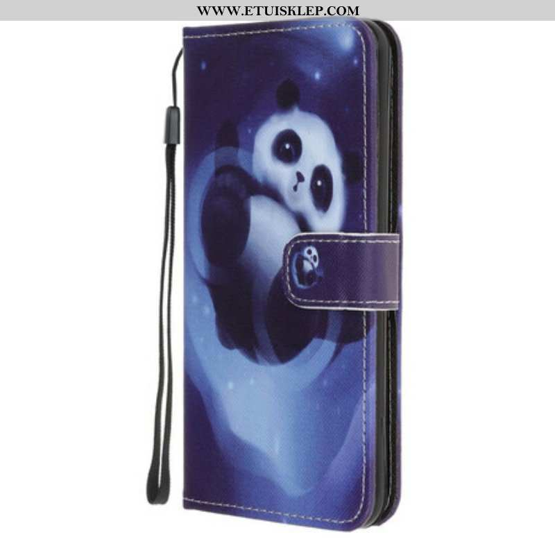 Skórzany Futerał do Samsung Galaxy A52 4G / A52 5G / A52s 5G z Łańcuch Panda Space Ze Smyczą